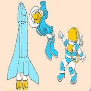 Obrázek, online omalovánka pro malé děti k vybarvení Astronauti, Lidé Obrázky vytisknutí zadarmo.