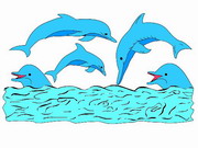Obrázek, online omalovánka pro malé děti k vybarvení Delfíni, Zvířátka Obrázky vytisknutí zadarmo.