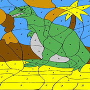Obrázek, online omalovánka pro malé děti k vybarvení Dinosaur, Zvířátka Obrázky vytisknutí zadarmo.