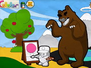 Obrázek, online omalovánka pro malé děti k vybarvení Grizzly, Zvířátka Obrázky vytisknutí zadarmo.