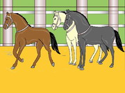 Obrázek, online omalovánka pro malé děti k vybarvení Koně, Zvířátka Obrázky vytisknutí zadarmo.