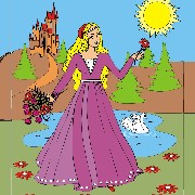 Obrázek, online omalovánka pro malé děti k vybarvení Princezna, Lidé Obrázky vytisknutí zadarmo.
