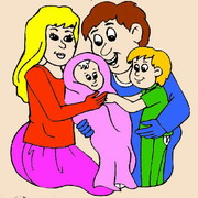 Obrázek, online omalovánka pro malé děti k vybarvení Rodina, Lidé Obrázky vytisknutí zadarmo.