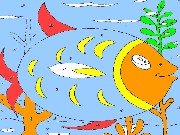 Obrázek, online omalovánka pro malé děti k vybarvení Ryba, Zvířátka Obrázky vytisknutí zadarmo.