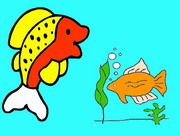 Obrázek, online omalovánka pro malé děti k vybarvení Ryby, Zvířátka Obrázky vytisknutí zadarmo.