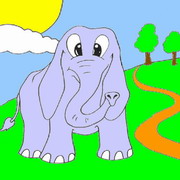 Obrázek, online omalovánka pro malé děti k vybarvení Slon, Zvířátka Obrázky vytisknutí zadarmo.