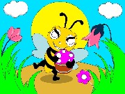 Obrázek, online omalovánka pro malé děti k vybarvení Včela, Zvířátka Obrázky vytisknutí zadarmo.