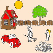 Obrázek, online omalovánka pro malé děti k vybarvení Zahrada, Krajina Obrázky vytisknutí zadarmo.