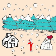 Obrázek, online omalovánka pro malé děti k vybarvení Zima, Krajina Obrázky vytisknutí zadarmo.