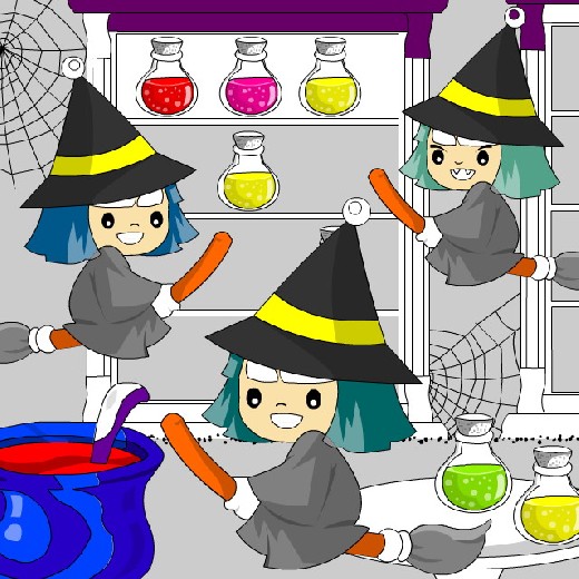 Obrázek, online omalovánka pro malé děti k vybarvení Čarodejnice, Lidé Obrázky ke stažení a vytištění zdarma.