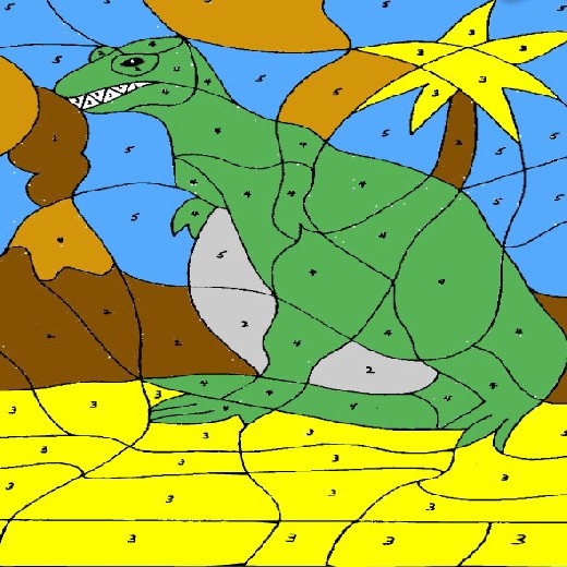 Obrázek, online omalovánka pro malé děti k vybarvení Dinosaur, Zvířátka Obrázky ke stažení a vytištění zdarma.