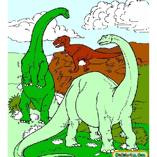 Obrázek, online omalovánka pro malé děti k vybarvení Dinosauři, Zvířátka Obrázky ke stažení a vytištění zdarma.