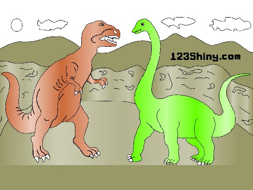 Obrázek, online omalovánka pro malé děti k vybarvení Dinosaurové, Zvířátka Obrázky ke stažení a vytištění zdarma.