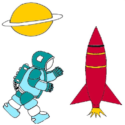 Obrázek, online omalovánka pro malé děti k vybarvení Kosmonaut, Lidé Obrázky ke stažení a vytištění zdarma.