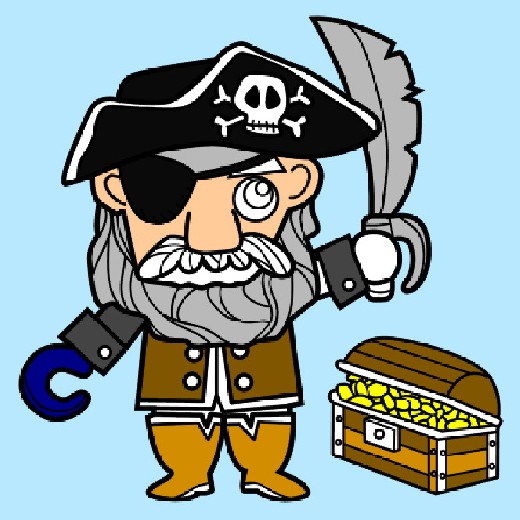 Obrázek, online omalovánka pro malé děti k vybarvení Piráti, Doprava Obrázky ke stažení a vytištění zdarma.