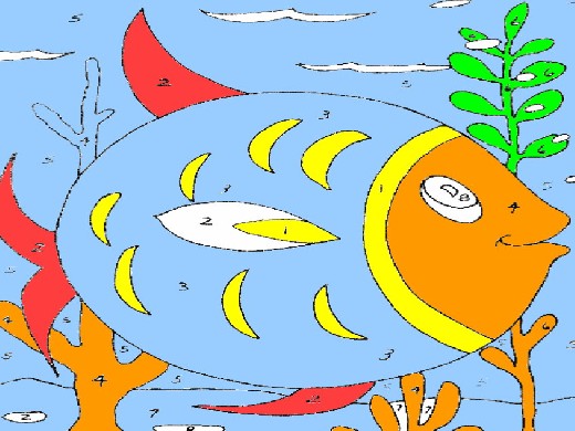 Obrázek, online omalovánka pro malé děti k vybarvení Ryba, Zvířátka Obrázky ke stažení a vytištění zdarma.