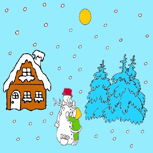 Obrázek, online omalovánka pro malé děti k vybarvení Sněhulák, Vánoce Obrázky ke stažení a vytištění zdarma.