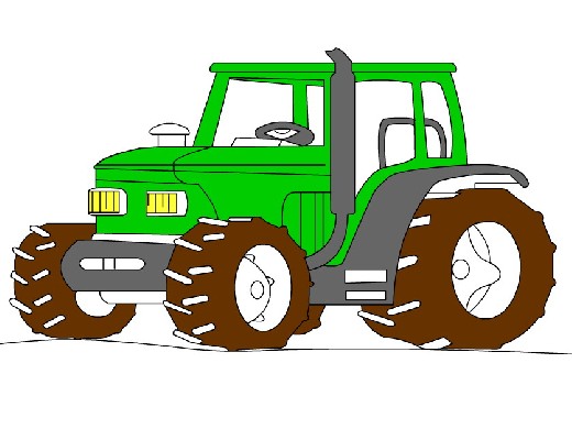 Obrázek, online omalovánka pro malé děti k vybarvení Traktor, Doprava Obrázky ke stažení a vytištění zdarma.