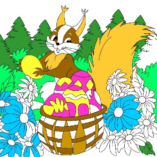 Obrázek, online omalovánka pro malé děti k vybarvení Velikonoční zajíček, Velikonoce Obrázky ke stažení a vytištění zdarma.