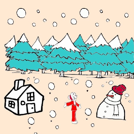 Obrázek, online omalovánka pro malé děti k vybarvení Zima, Krajina Obrázky ke stažení a vytištění zdarma.