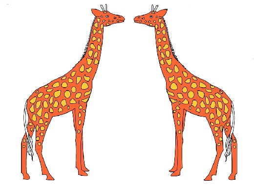 Obrázek, online omalovánka pro malé děti k vybarvení Žirafy, Zvířátka Obrázky ke stažení a vytištění zdarma.